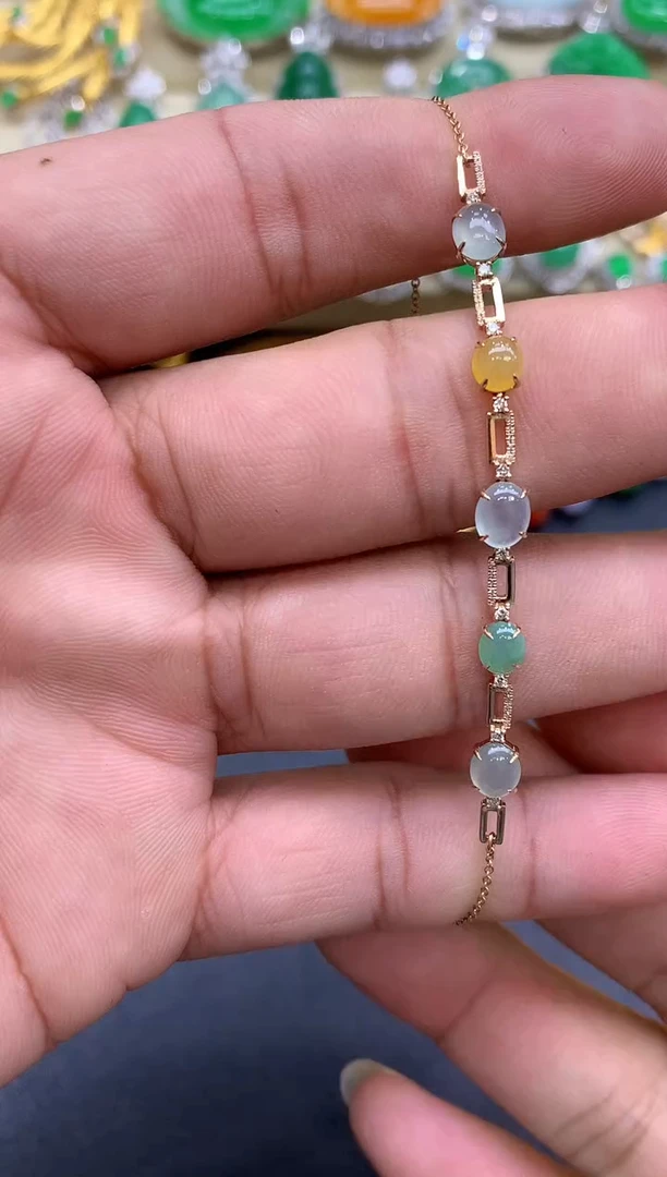 18K金镶嵌手链翡翠156-中国好珍宝