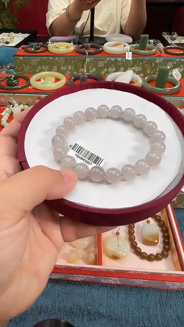 未镶嵌手串和田玉烟紫圆珠手串