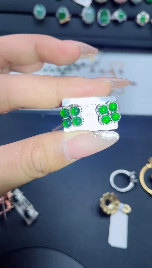翡翠戒指银S925镶嵌432423