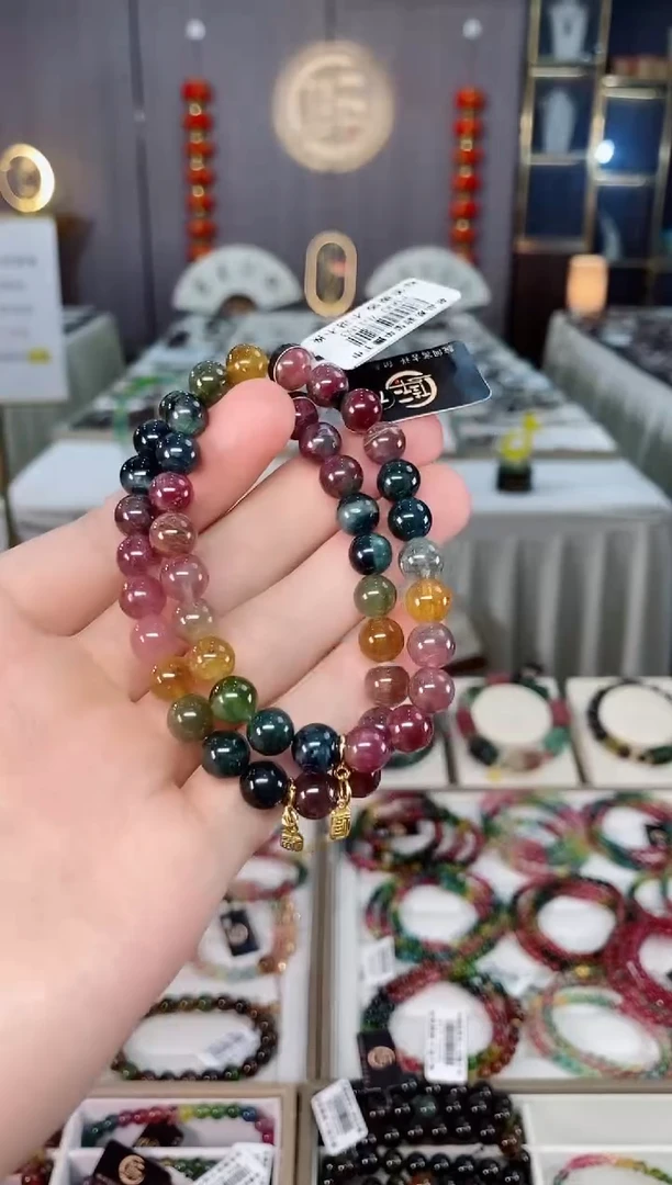 未镶嵌老矿碧玺色标单圈手串7mm+碧玺xion多样性发一条