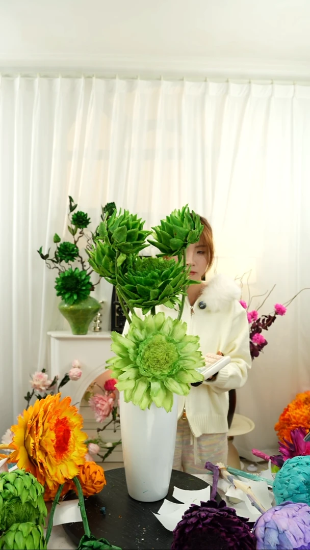 永生洋蓟  霸王花五个头微瑕 【翡翠绿】A17