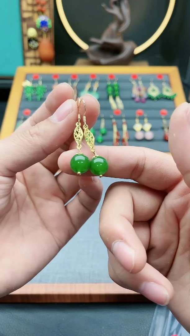 【闪购商品】玛瑙/玉髓耳钉银S925镀金镶嵌437000