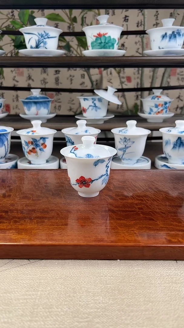微瑕山茶花美人备盖碗