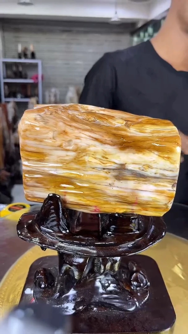 缅甸天然硅化玉摆件