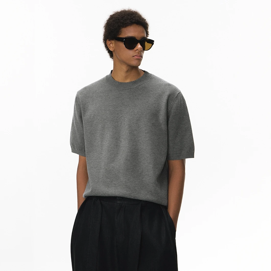 ChicSoso 老钱风宽松T恤保暖针织衫短袖圆领百搭宽松毛衣打底上衣