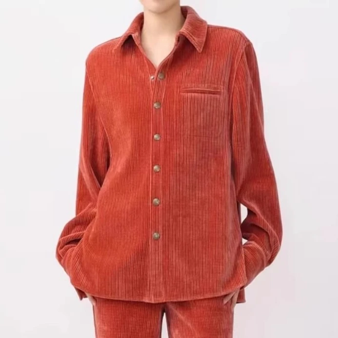 职业阿玛诗官哥家专柜2025春秋新款时尚上衣宽松休闲雪尼尔长袖衬