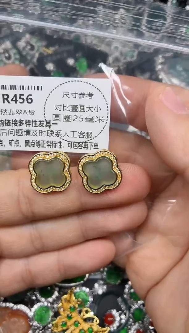 颈饰未镶嵌翡翠R456耳钉