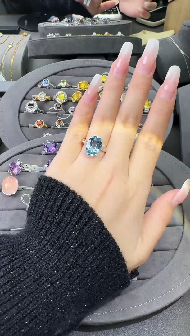 银S925镶嵌戒指托帕石7.7ct【七天鉴赏期】