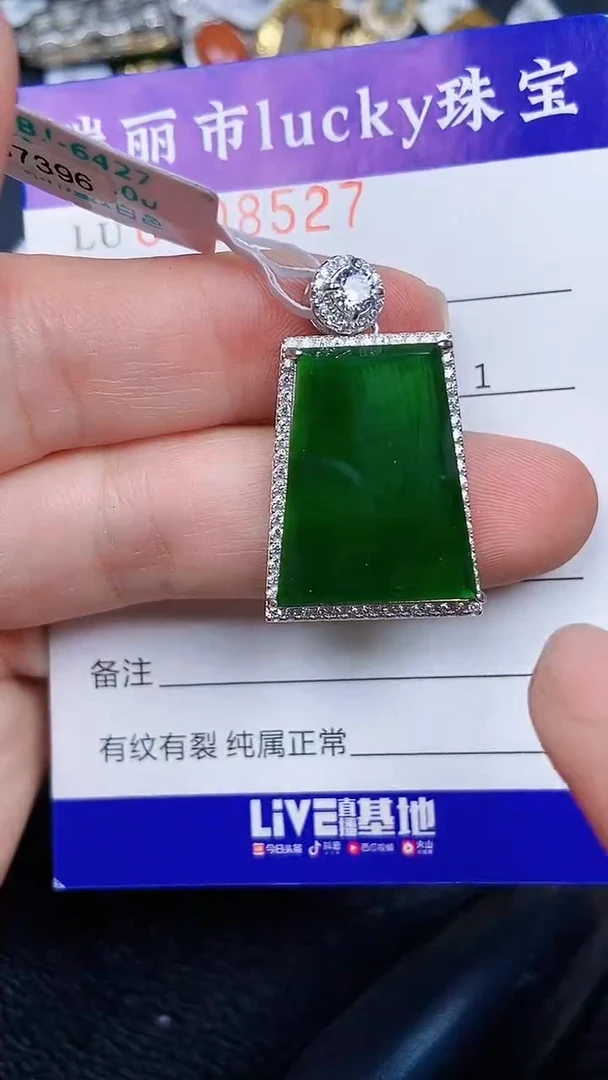 颈饰银S925镶嵌翡翠8527