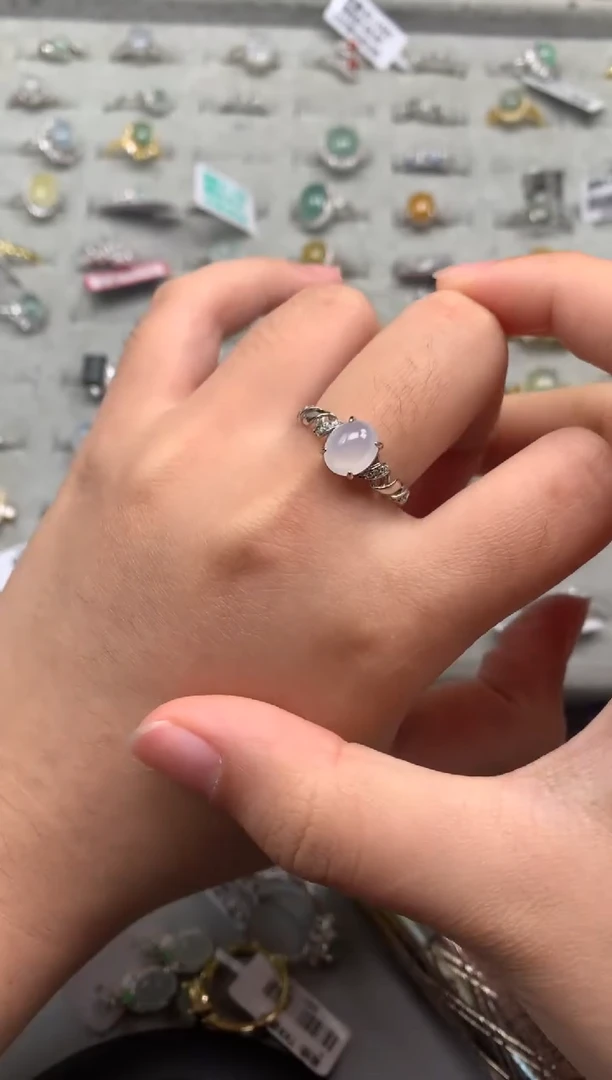 银S925镶嵌戒指翡翠5