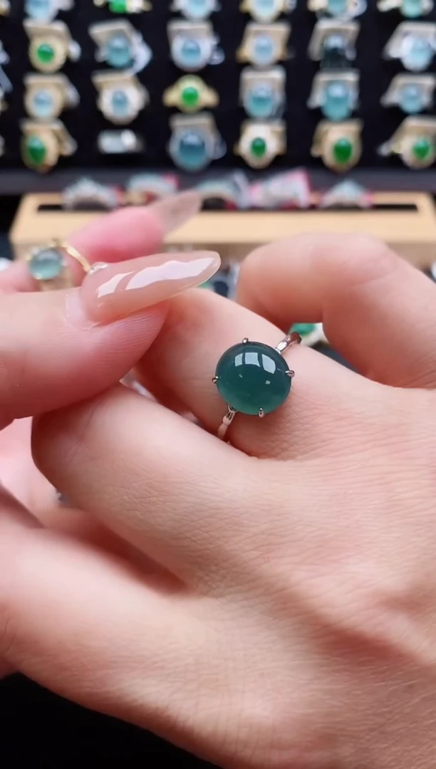 银S925镶嵌戒指翡翠1