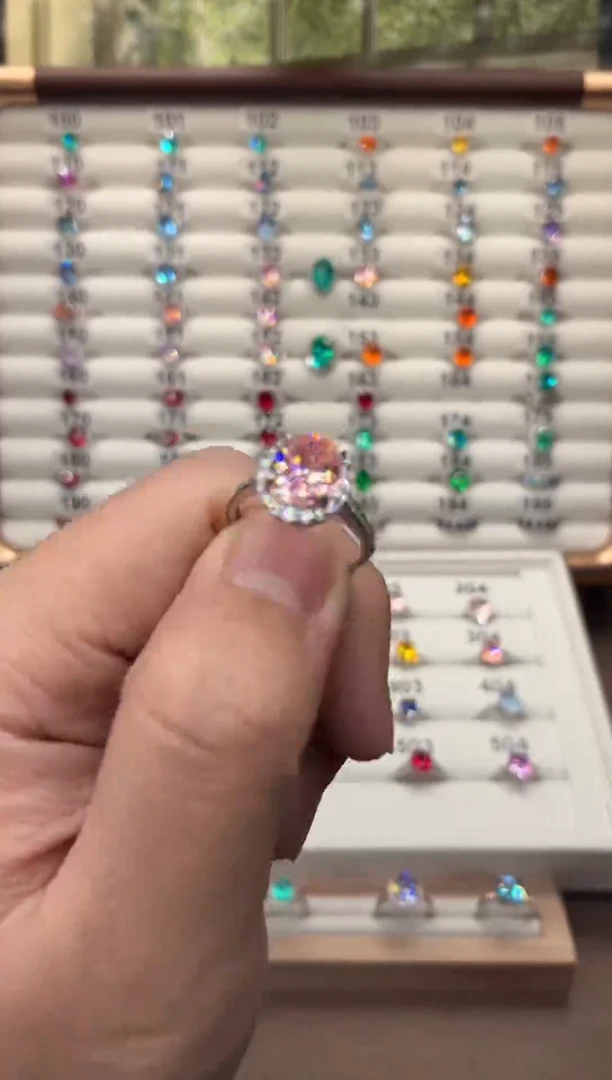 戒指彩色蓝宝石银S925镶嵌063321