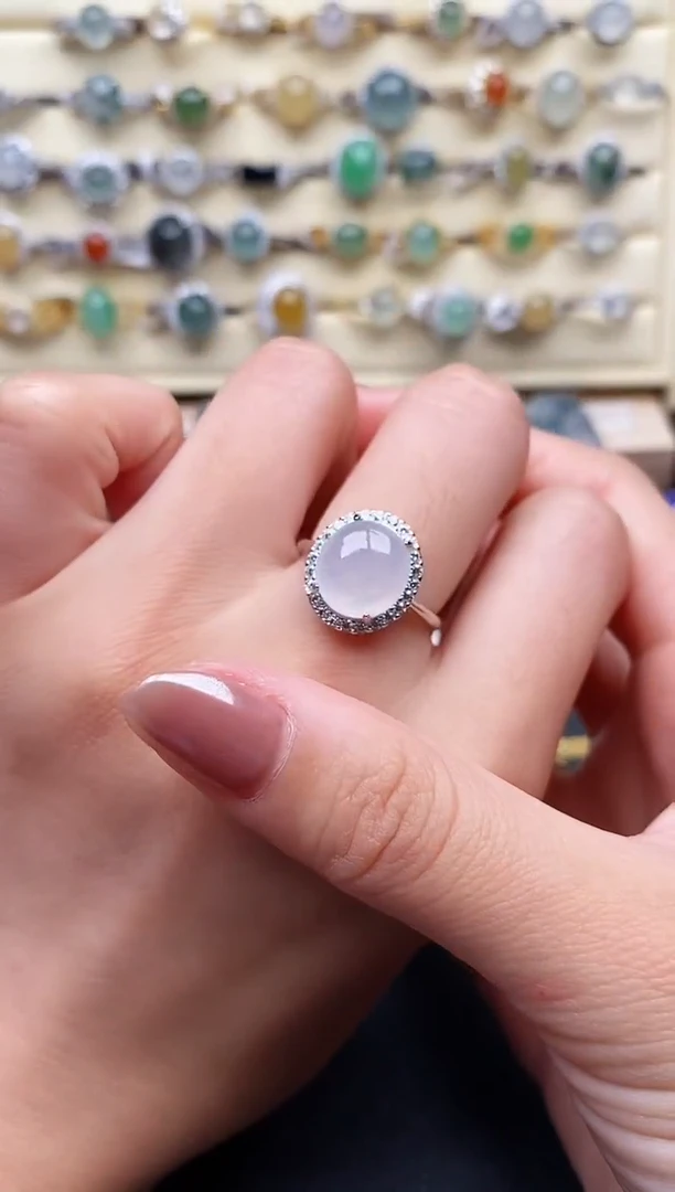 翡翠戒指银S925镶嵌33333333+2