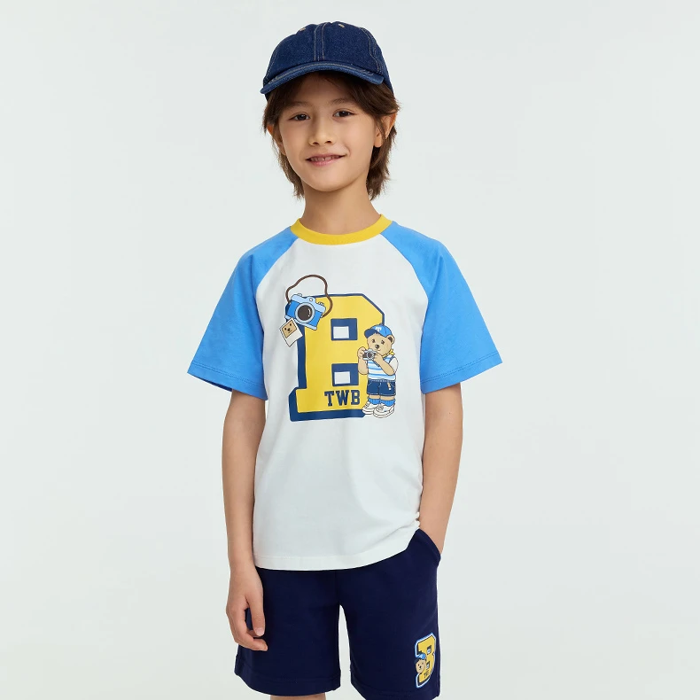 TeenieWeenie Kids小熊童装25年插肩短袖圆领印花T恤TKRW256393I