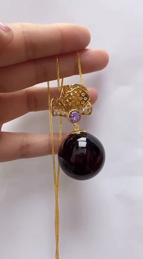 【闪购商品】琥珀裸石银S925镶嵌血珀吊坠