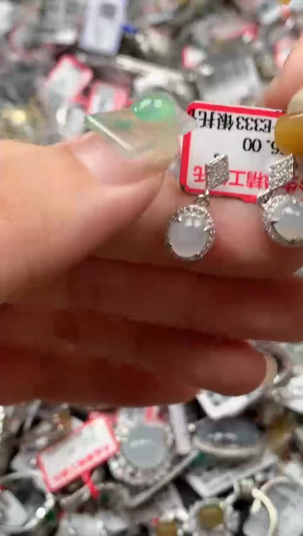 银S925镶嵌戒指翡翠天然A货缅甸翡翠
