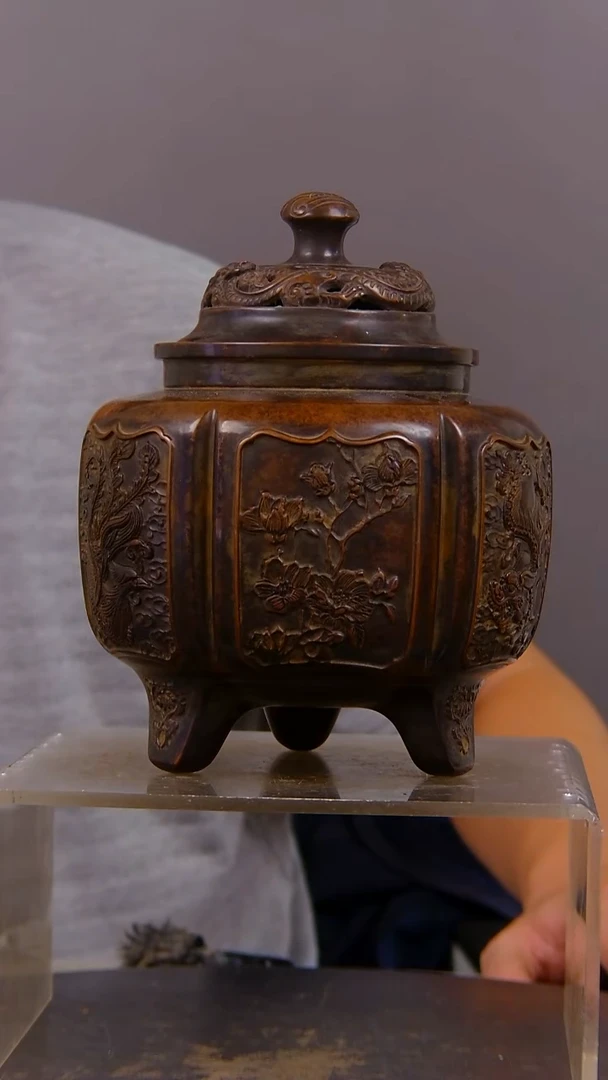 瓷片沙****主山水紫铜鎏金造像香炉结缘1111