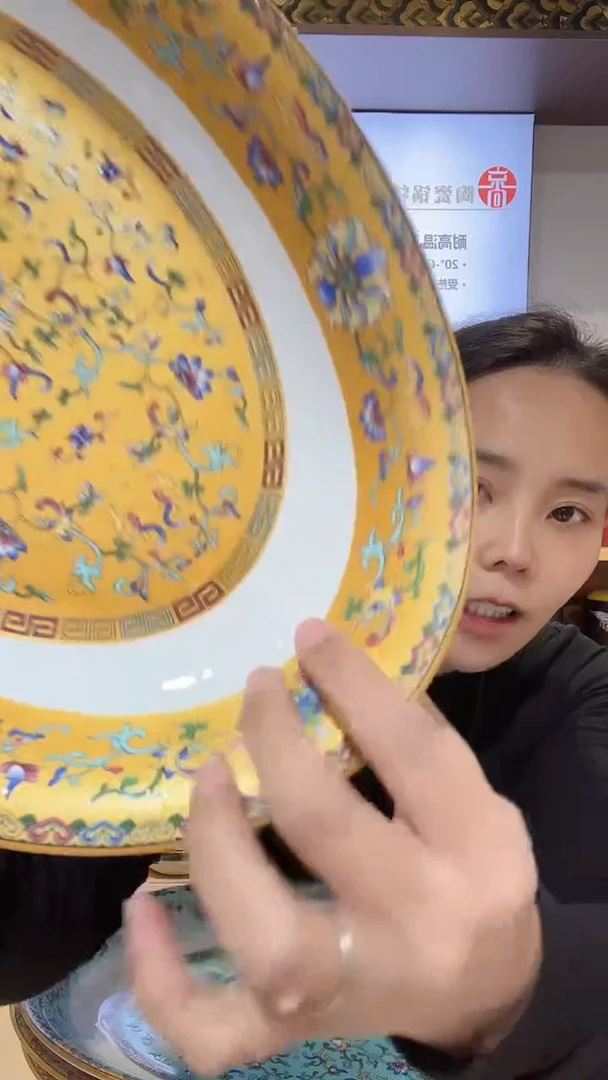 【闪购商品】瓷片一个金色的鱼盘的东西