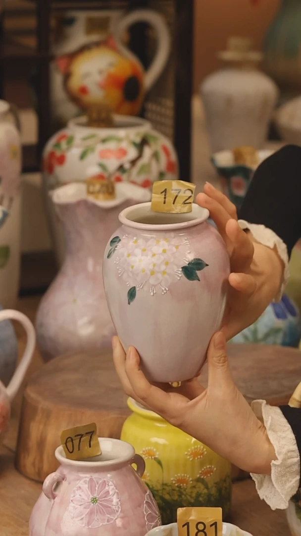 陶瓷景德镇设计师手作花器摆件侘寂风@M172@