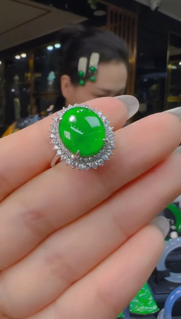 银S925镶嵌戒指翡翠123(多样性发货发其一)