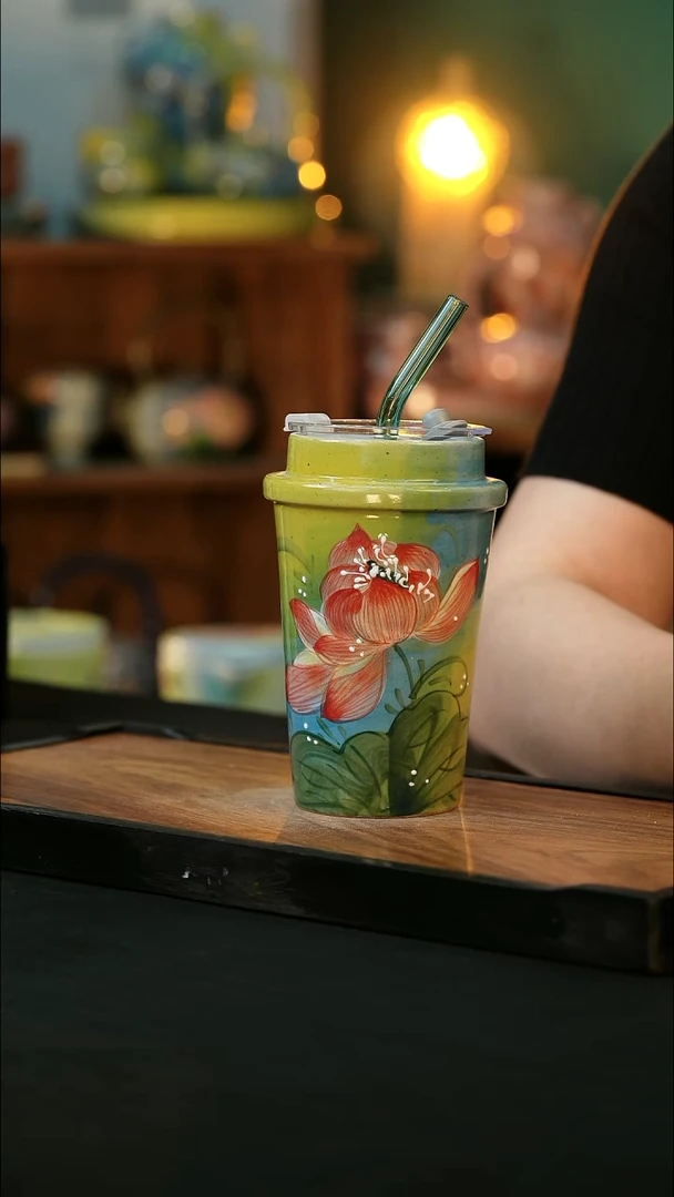 杯手绘心瓷陶瓷浮力