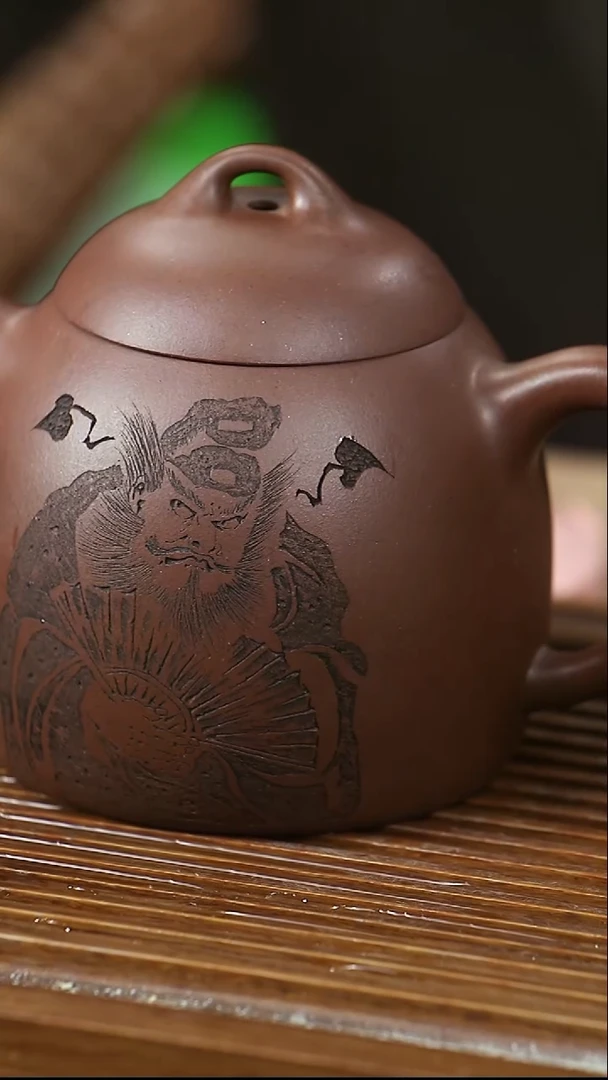 茶杯紫砂南柯记全手刻钟馗壶