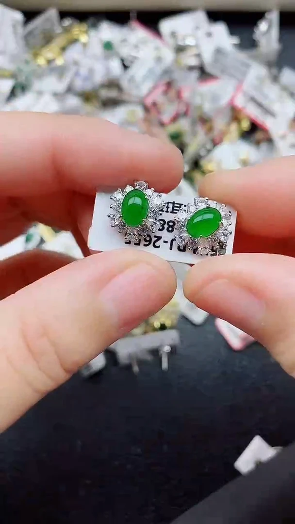 银S925镶嵌戒指翡翠1