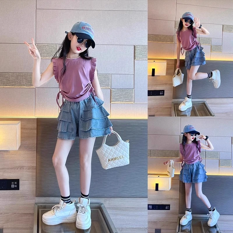女童夏季裙裤套装2025新款中大童女孩韩版炸街夏装儿童背心两件套