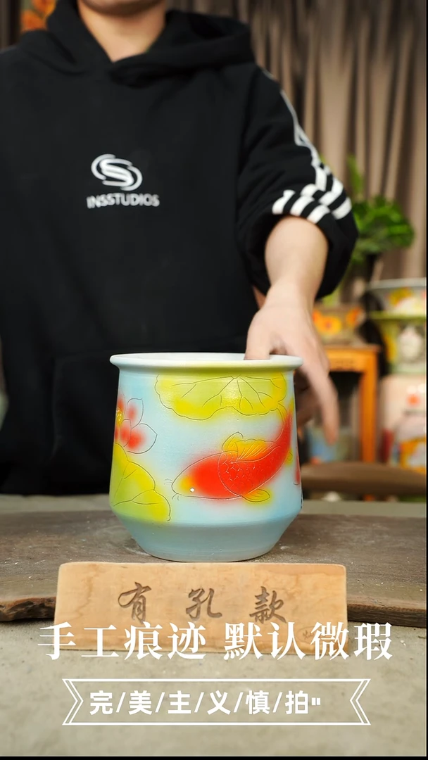 摆件12-221口18高18有孔误差1-2默认微瑕手工花器