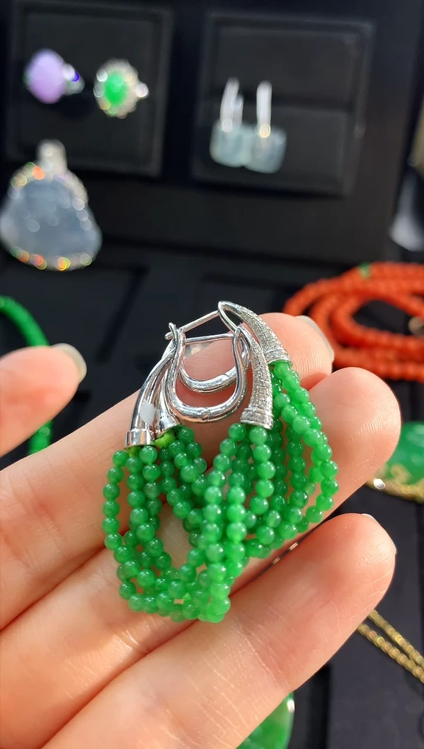 【闪购商品】翡翠耳饰18K金镶嵌耳饰