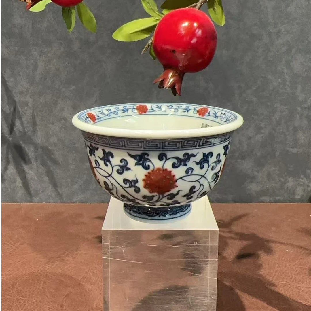 MHT0098〖瑶瑶甄选〗 明和堂青花釉里红缠枝莲大压手
