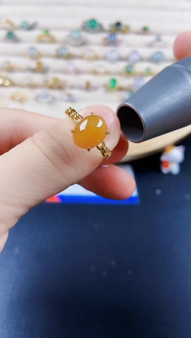 翡翠戒指银S925镶嵌21389