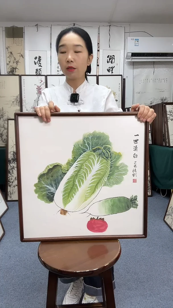 国画52*52实木画框京东包邮手绘