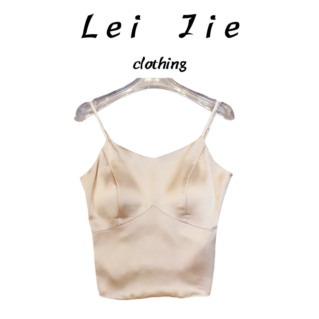 【Lei Jie】100%醋酸真丝一体吊带背心2588