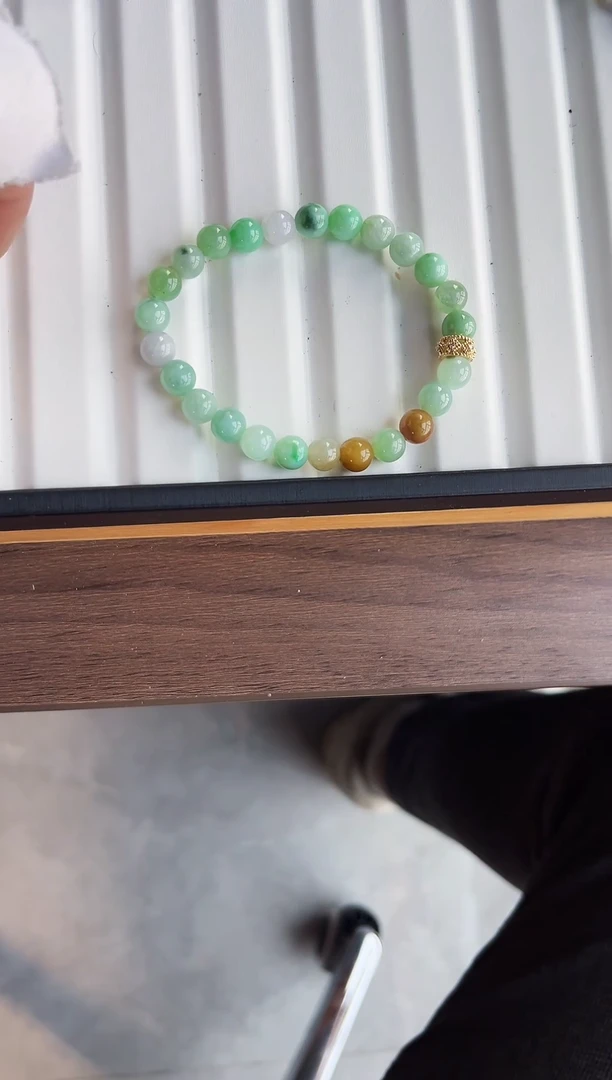 散珠翡翠翡翠手串卡7 有瑕疵