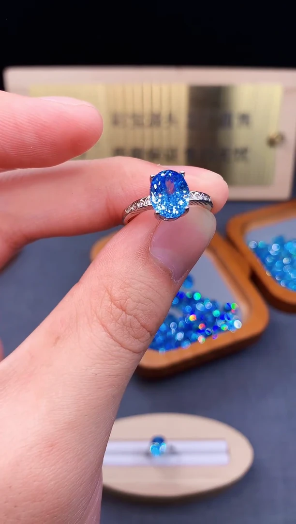 海蓝宝石戒圈银S925镶嵌.........