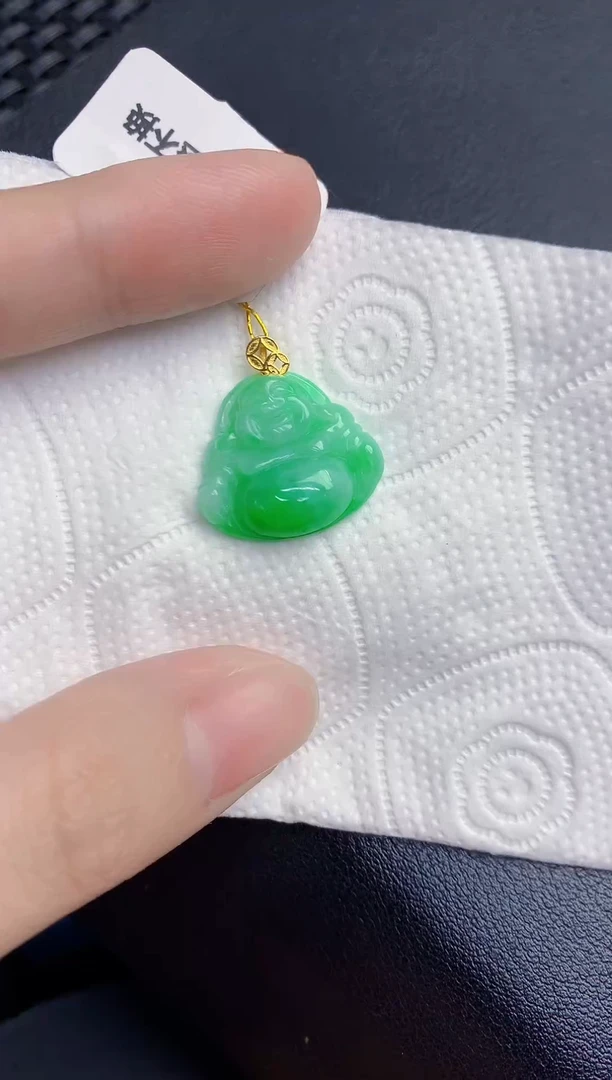 颈饰18K金镶嵌翡翠天然翡翠缅甸A货