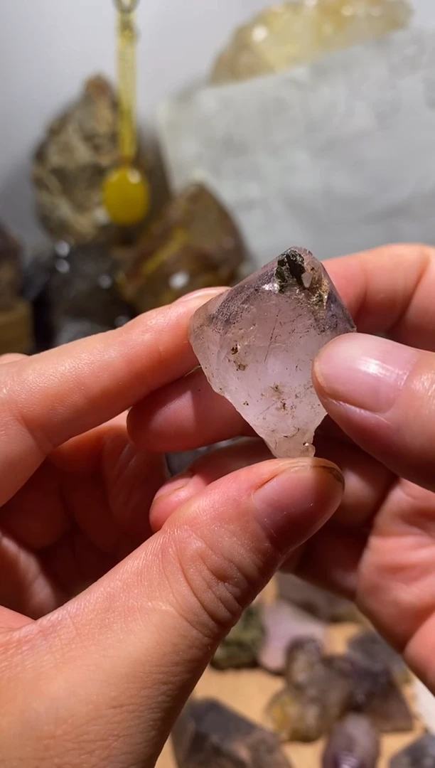 水晶珠宝半成品未镶嵌8号绿帘石+黑发晶+超七花园