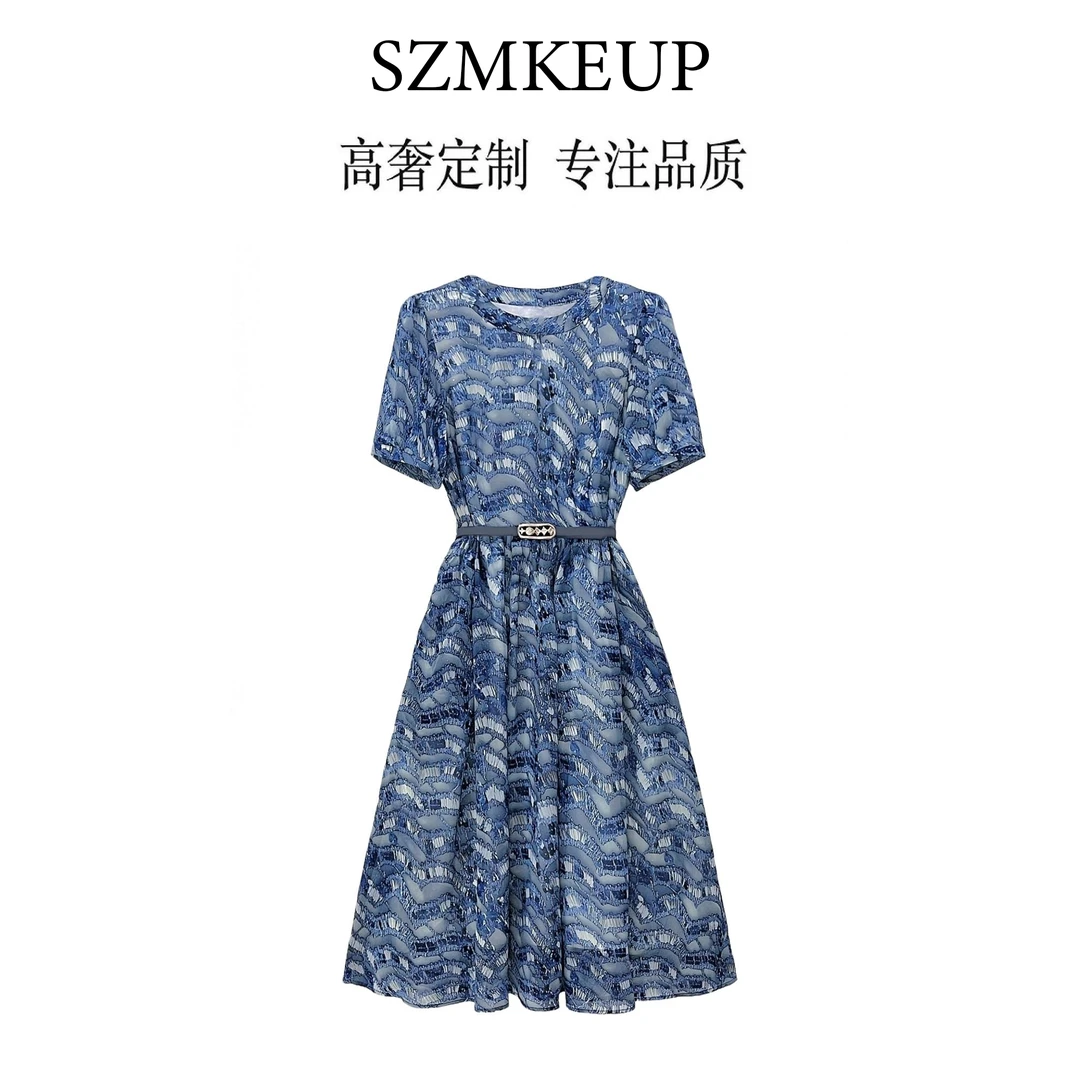 DB法式高奢2025夏季新款时尚优雅气质减龄圆领连衣裙女DB5085