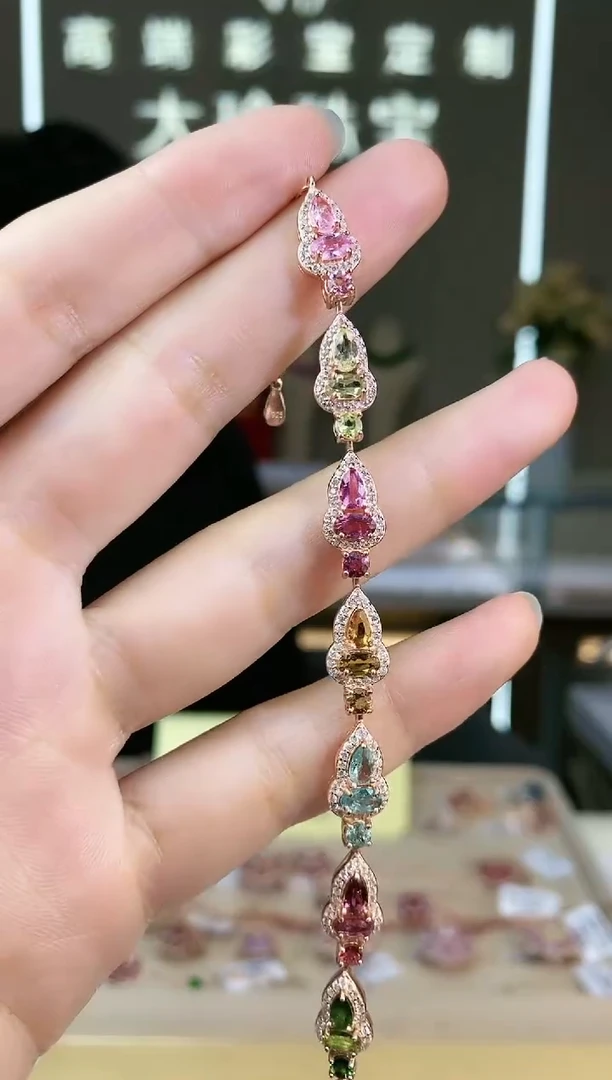 【闪购商品】碧玺手链银S925镶嵌手链