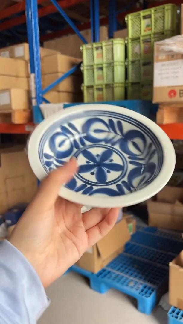 瓷モダンブルー　マルチプレートL