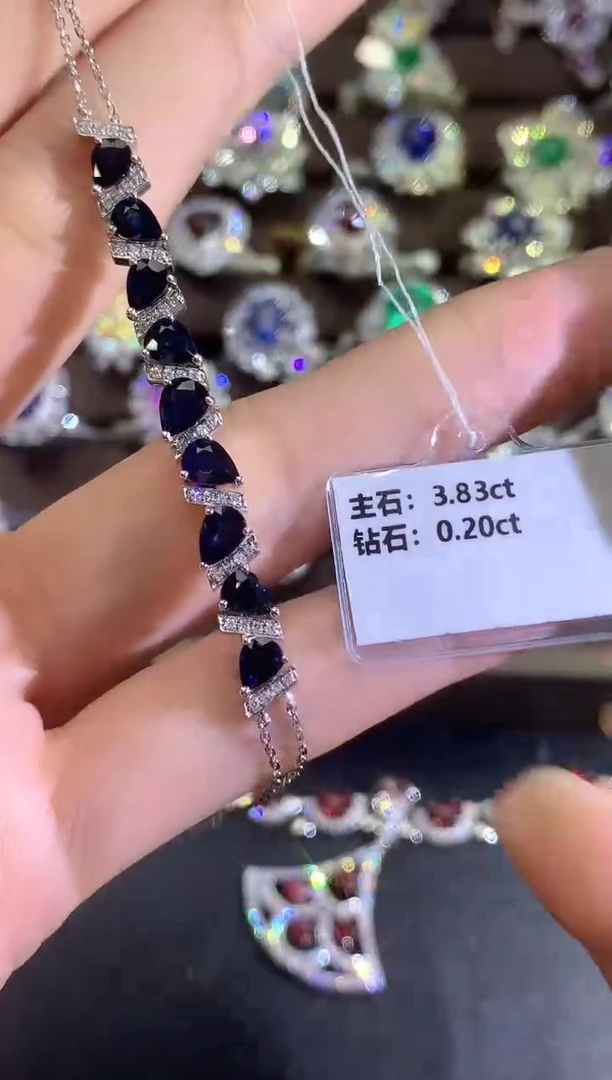 手链蓝宝石18K金镶嵌a434