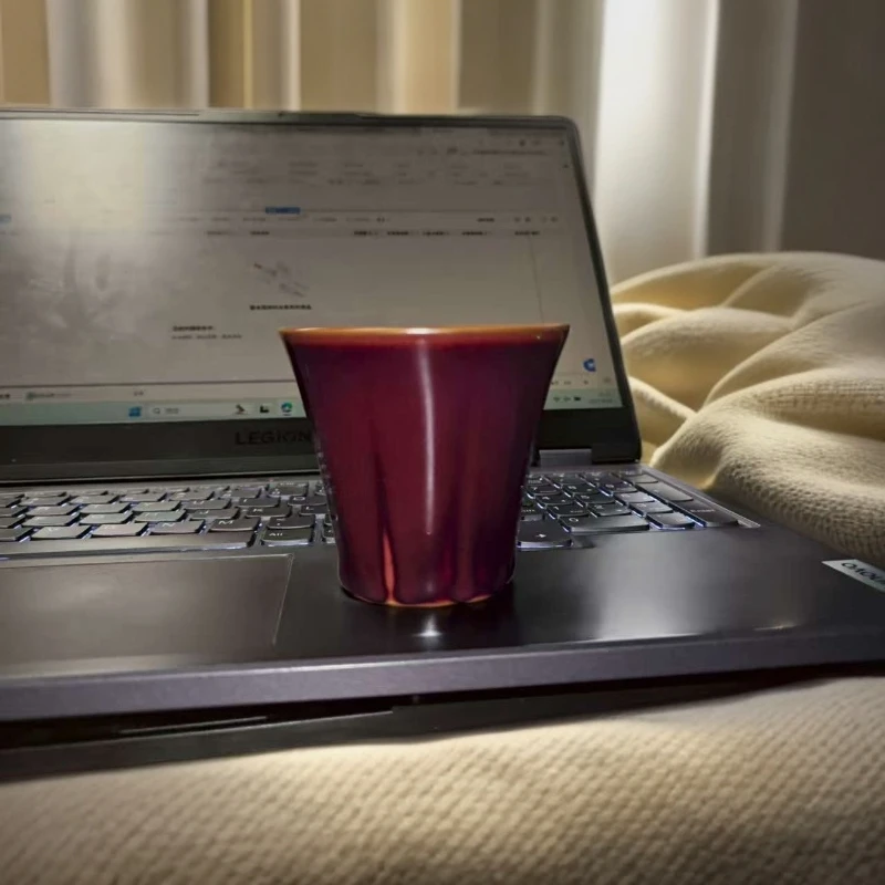 【墨舍名窑】分寸帝王紫守静杯  陶瓷高档纯手工