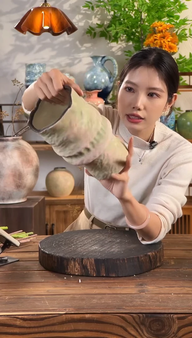 苔点绿 褶皱花瓶