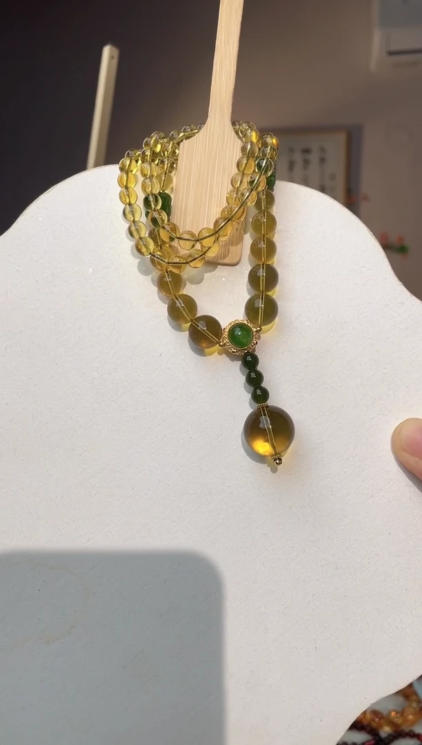 裸石琥珀未镶嵌16+蓝珀设计款项链