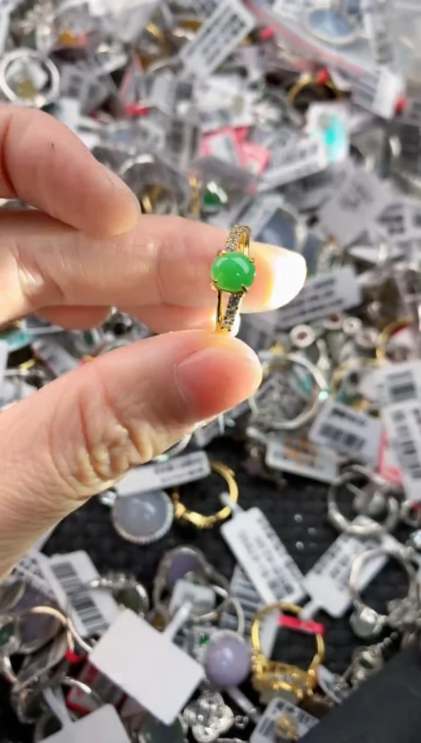 银S925镶嵌戒指翡翠777----9