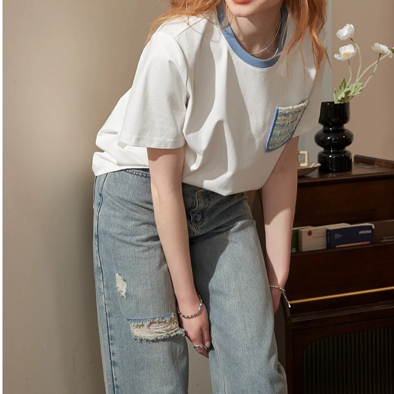 【T恤系列】小香编织口袋 小众T恤时尚舒适soinku