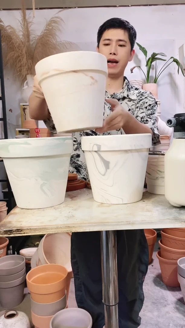 23*21陶盆3色组合 3盆无托