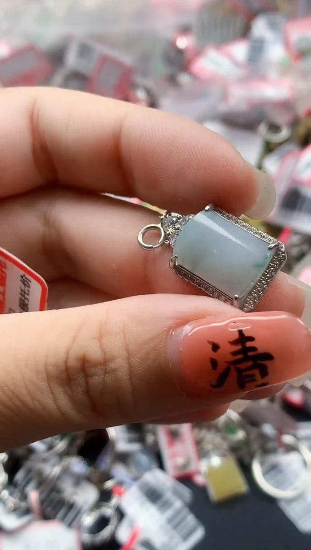 银S925镶嵌戒指翡翠天然A货缅甸翡翠