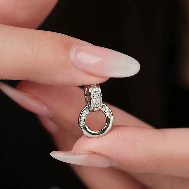 吊坠925银  s925纯银可开口万能扣双环双开百搭扣圆珠项链吊坠扣